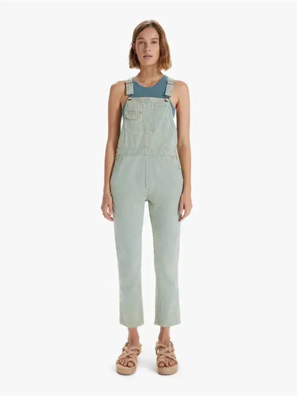 MOTHER Denim The Scrapper Overalls Rainbow Choo-Choo Wash: Shrimp Large